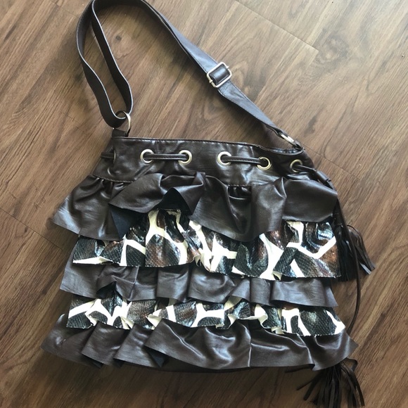 Gal | Bags | Gal Tiered Ruffle Bag Snake Print Nwt | Poshmark